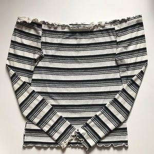 Off the shoulder stripped long sleeve